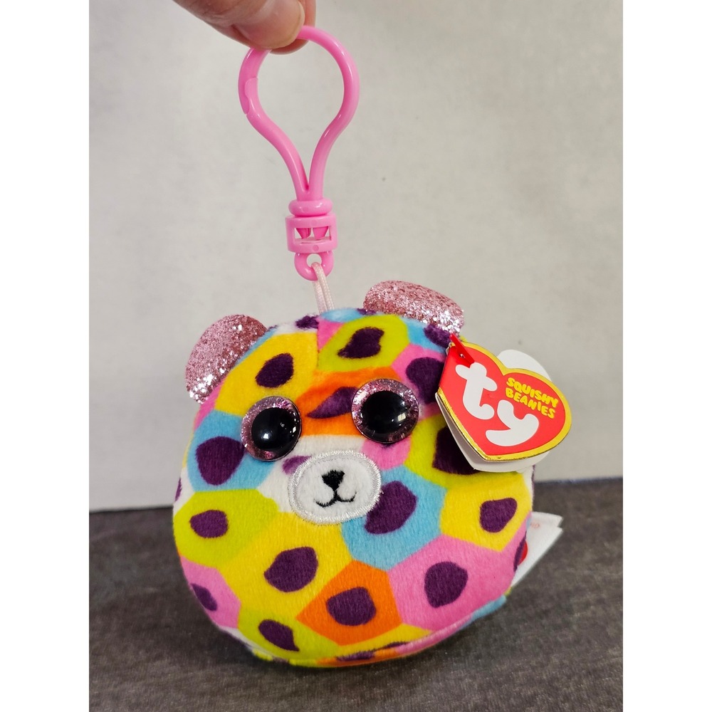 TY Squishy Beanies Giselle the‎ Rainbow Colored Leopard 2" Plush Clip (2022)